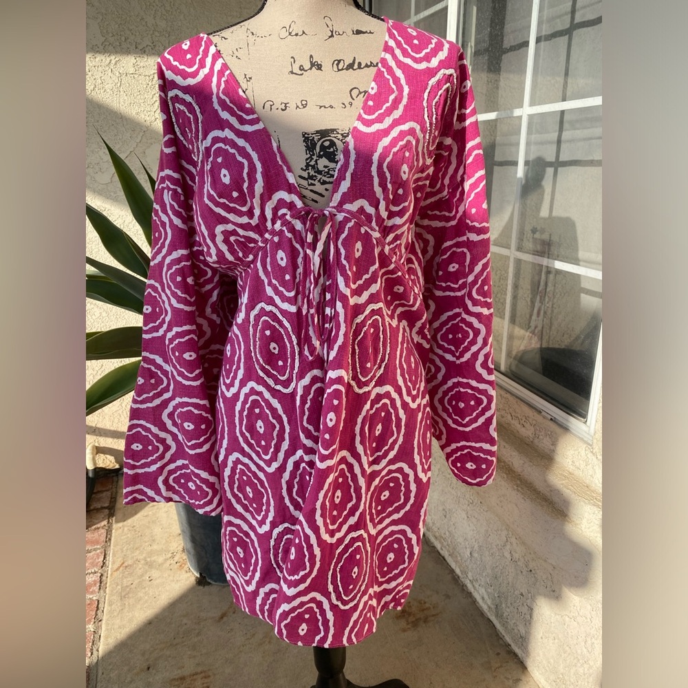 Pink and White Patterned Dress
